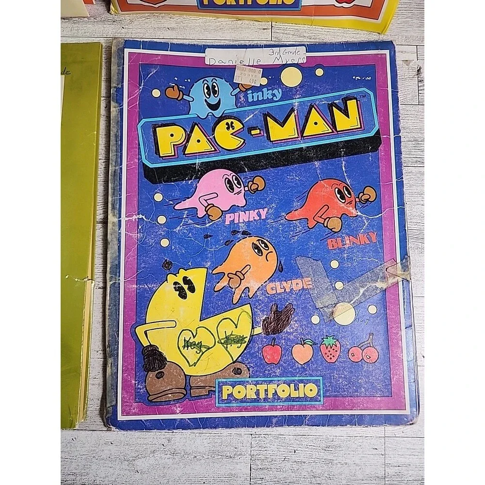 Vintage 1980s School Folder Lot Garbage Pail Kids Pacman Topps Midway Portfolio